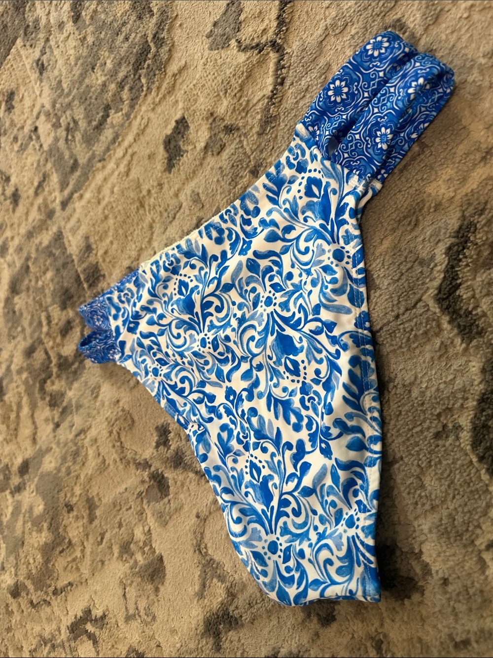 Cupshe Blue and White Floral Double-Strap Bikini Bottom - Picture 10 of 10
